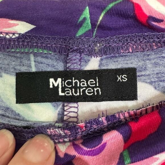 Michael Lauren Pants Women Sz XS Bell Bottom Draw String Lightweight Floral Fun - Picture 3 of 14